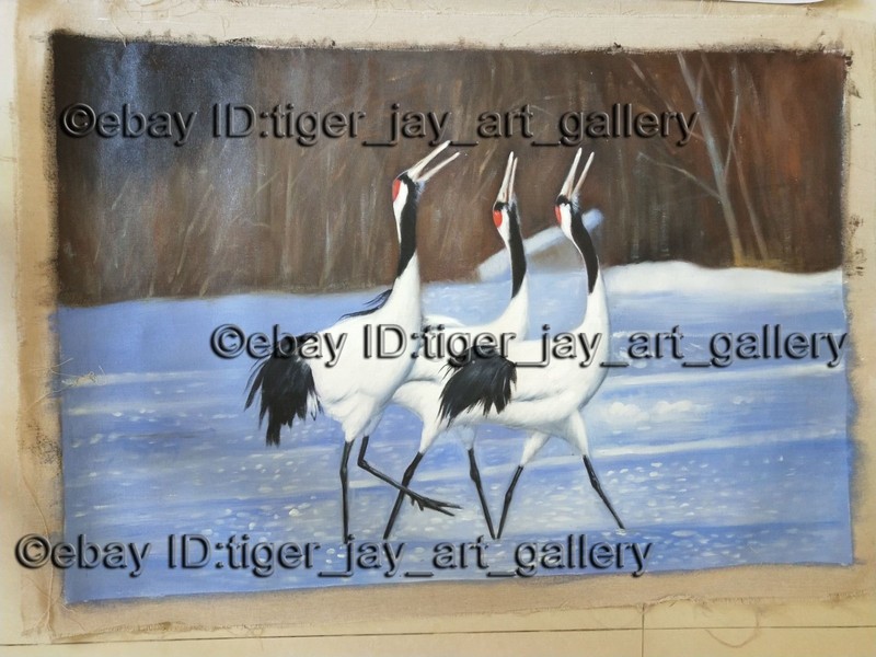Asian Chinese Wild Birds Snow Forest Winter Landscape Oriental Bird Oil Painting gallery