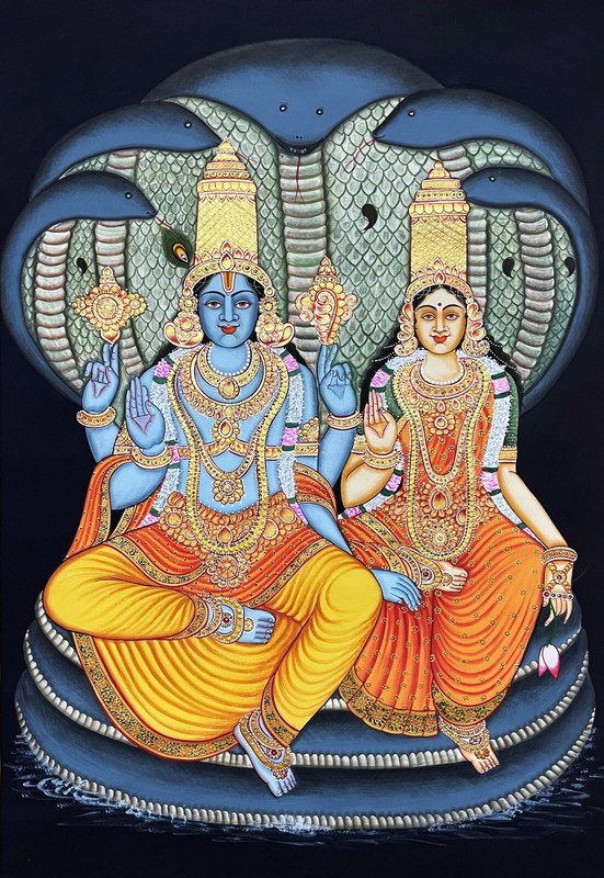 Laxmi Narayan Painting, Detailed Pichwai Painting, wall decor, home decor gallery