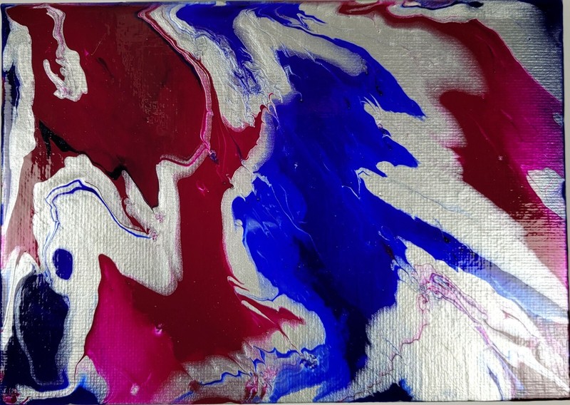 «Blue Berry Blend» 5″ x 7″ Original Acrylic Abstract Painting Art Unframed