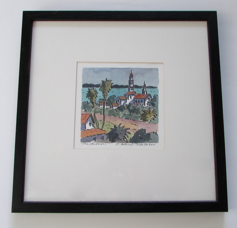 Santa Barbara St. Anthony’s Original Watercolor Painting by Tom Henderson