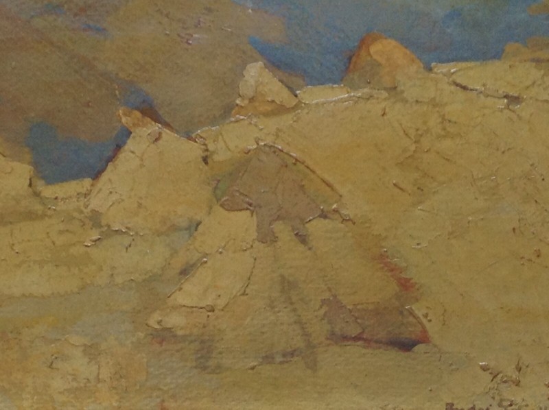1930s Andre Petroff Signed Russian Modernism Oil on Board Haystacks in Nice gallery