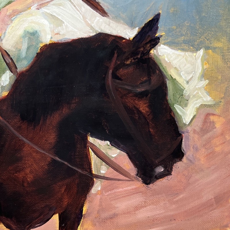 Jean Bowers Original Framed Oil Painting Beach Ride Woman Horse 2011 Canvas gallery