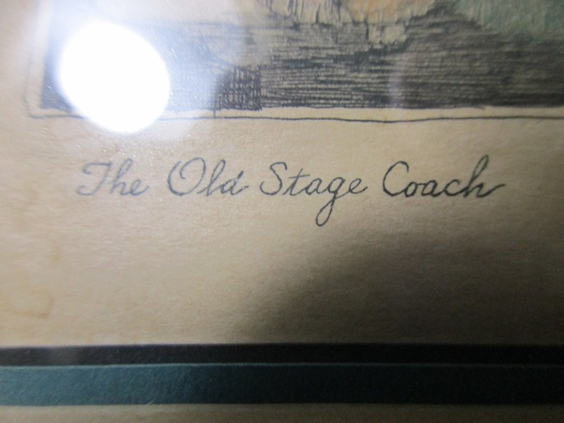 Vintage Framed Picture " The Old Stage Coach " Art 9 7/8'' x 8 3/8'' gallery
