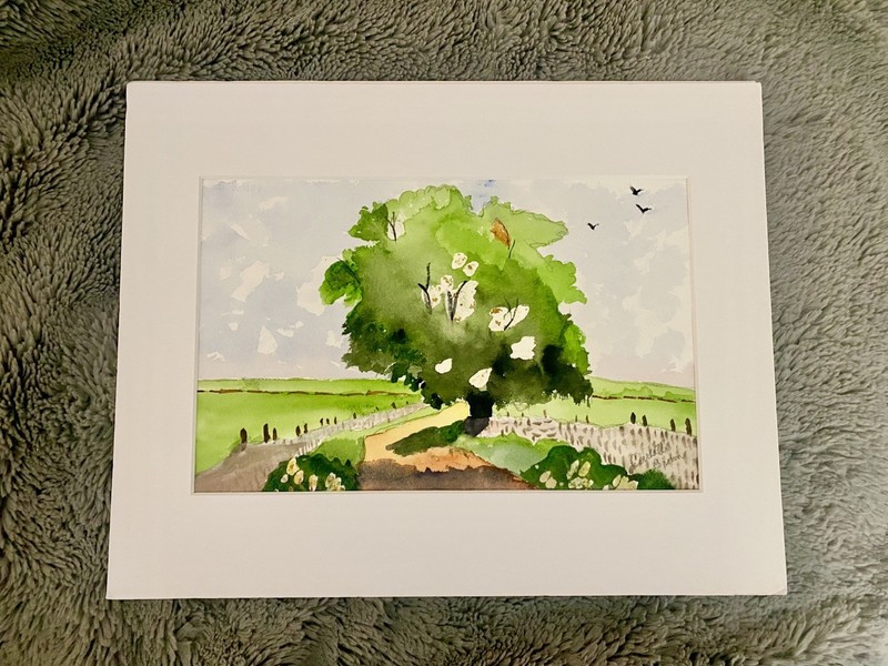 Original Signed Landscape Watercolor Matted to 11x14 - OOAK gallery