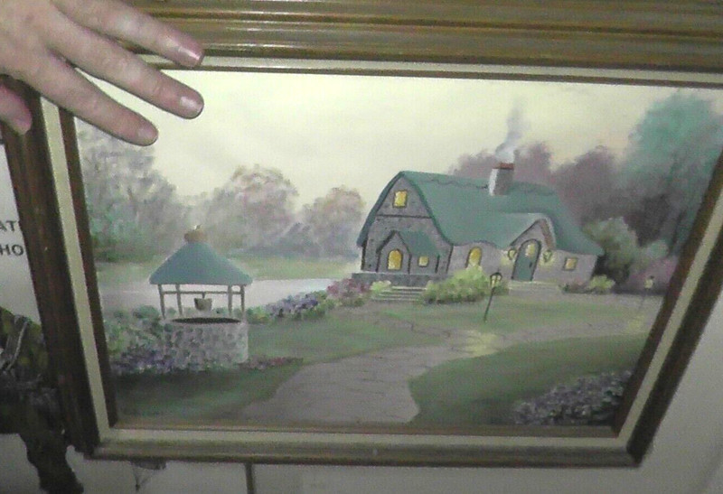 simple painting framed homestead house property home well country vintage usa