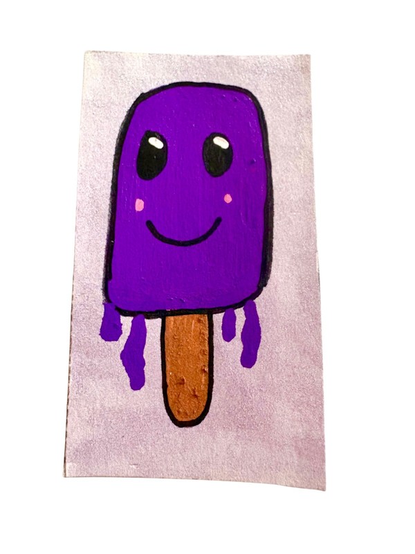 ACEO Original Watercolor And Ink Painting “Poppy” By Cole B 2.5×3.5”