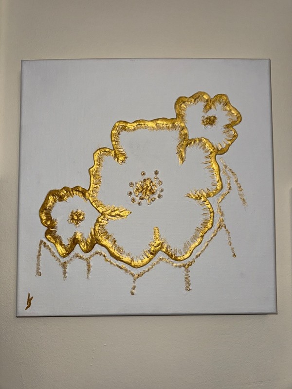 3D Gold Acrylic Canvas Paintings – Set of 3 Handmade Wall Art 30x30cm gallery