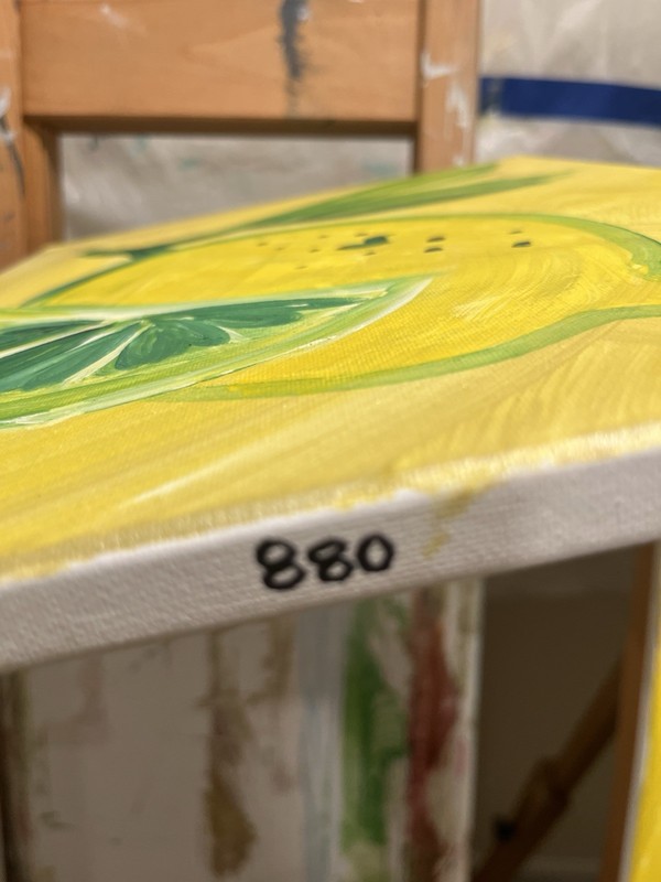 BLESSED#880 Heart Lemon 14x11 Canvas Original Painting - Abstract Kitchen gallery