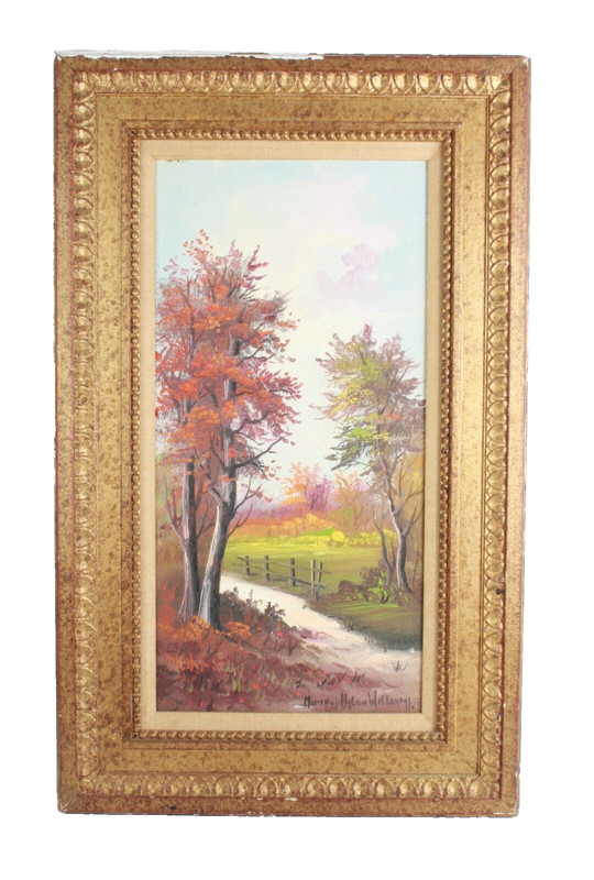 Vintage Fall Foliage Landscape Oil Painting Signed Martha Helen Williams