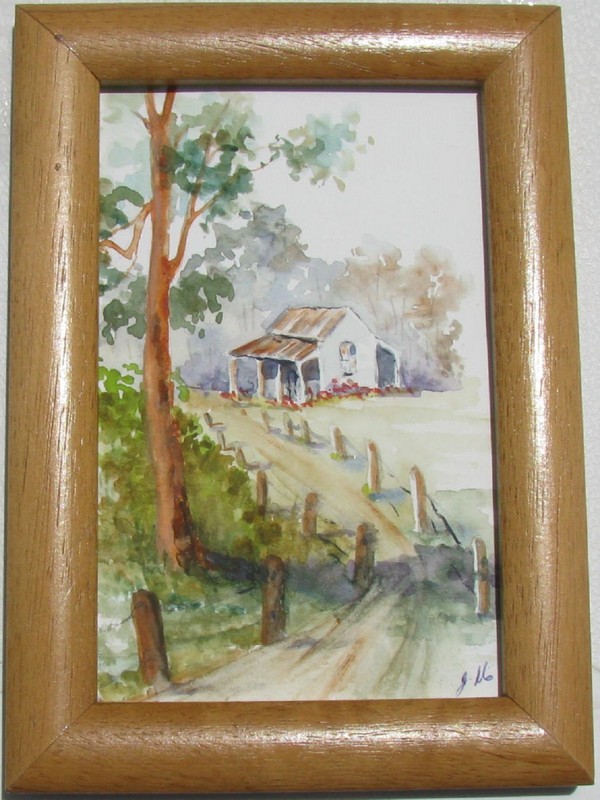 J. MARSHMAN AUSTRALIAN FRAMED WC «COUNTRY FARM COTTAGE» C 1980