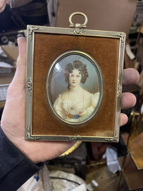 Fine 19c Antique Miniature Portrait Miss Rosamond Croker / SIR THOMAS LAWRENCE gallery