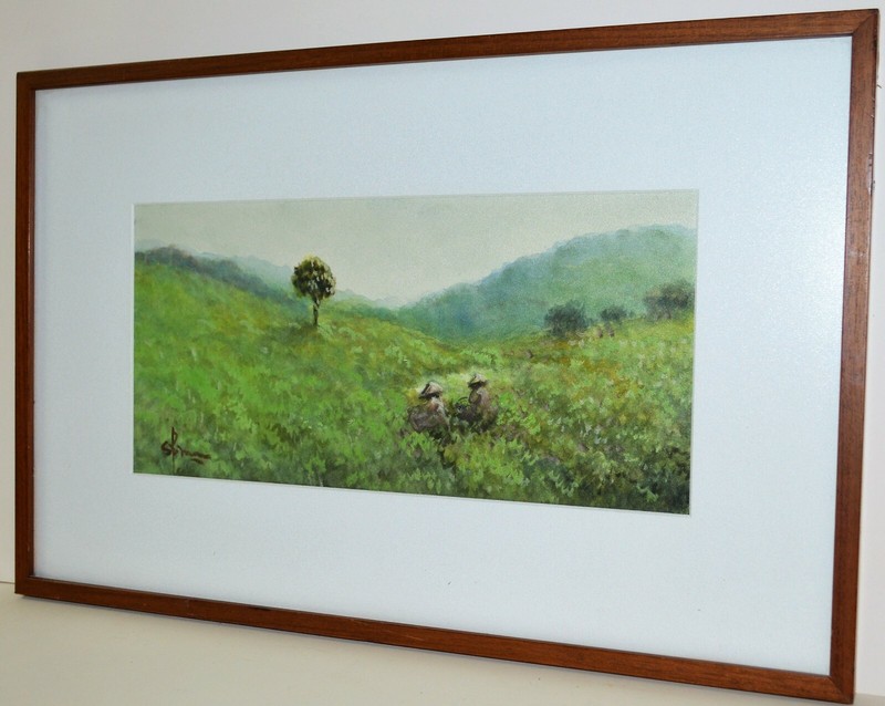 ORIGINAL WATERCOLOR IMPRESSIONIST LANDSCAPE PAINTING BY INDONESIA ARTIST gallery