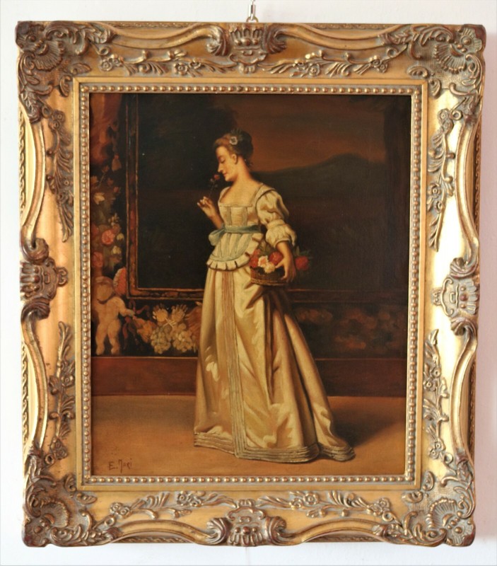 Painting «Portrait of Lady with Basket of Flowers»