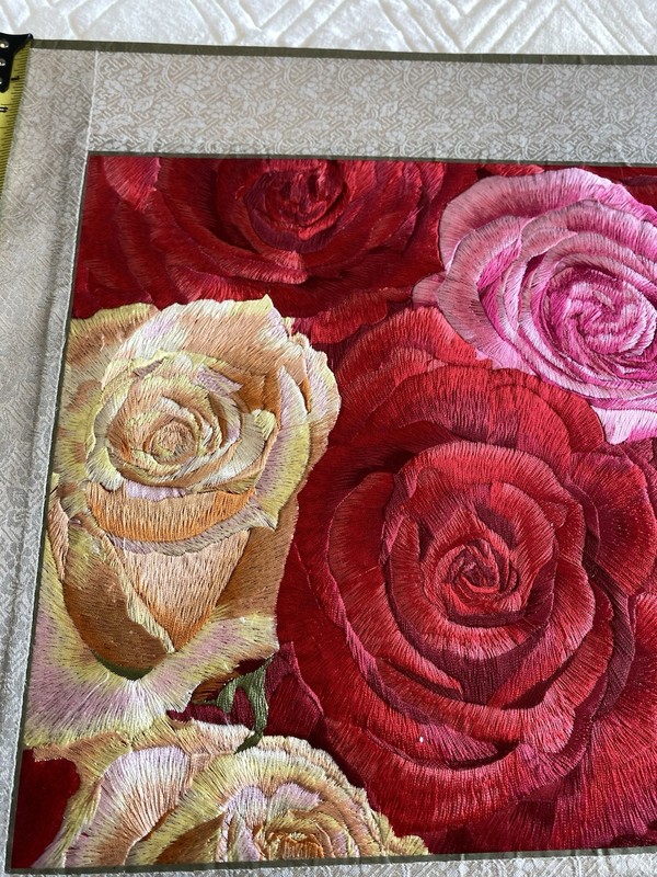 Oil Painting Still Life Roses Flowers Realism Canvas Matted 16×12 Inches