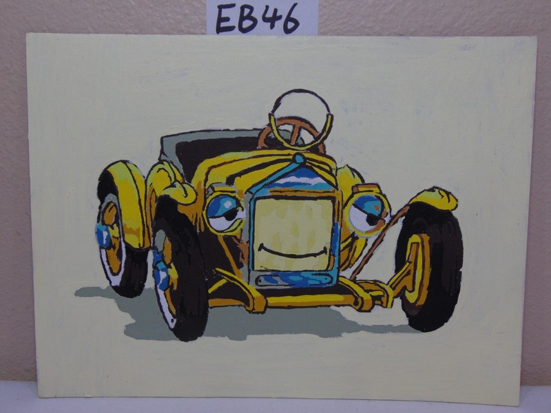 VINTAGE HAND PAINTED ART RAT HOT ROD CAR 1920’S STYLE PAPER BOARD 11″ X 8 1/2″