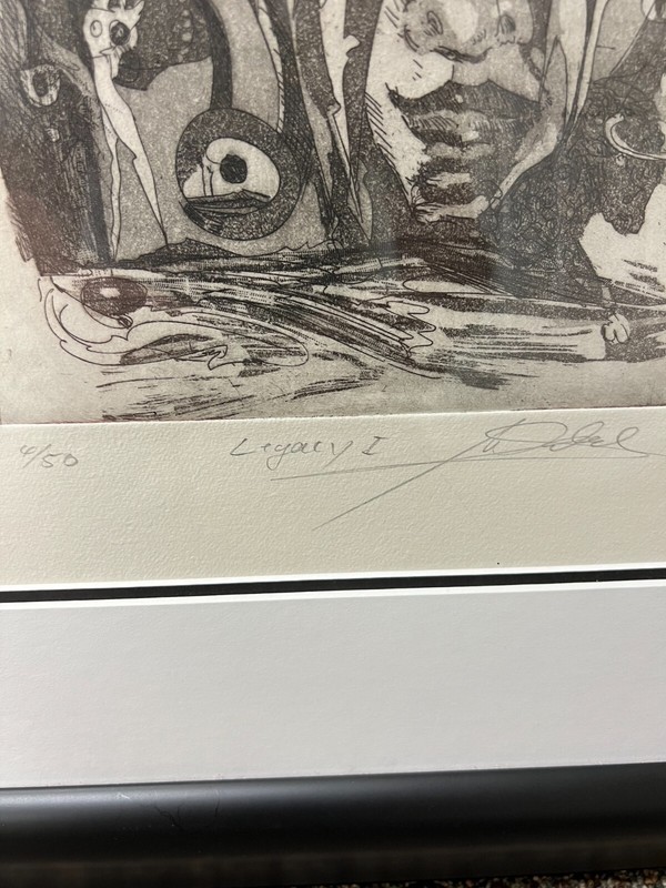 Alfred Gockel, Legacy I 4/50 etching with Aquatint, Framed 21"x27" gallery