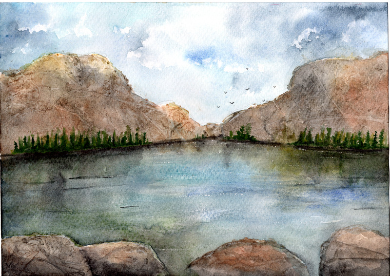 Original Watercolour 21 x 29.7 cm Landscape Handmade