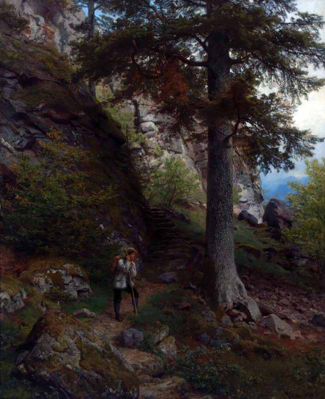 Oil painting Figures Hvile på stien or Resting on the path stunning landscape @@