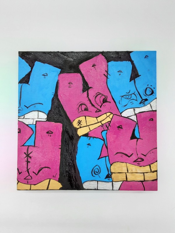 Hand Painted original Graffiti CAT On canvas by NYC street artist PUKE