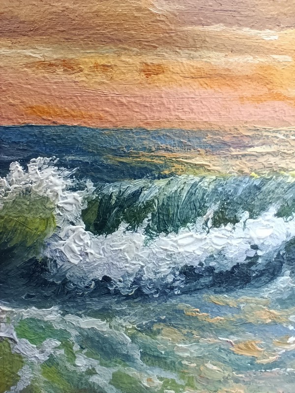 Seascape oil painting Original art Impressionism realism painting 6x4 framed gallery