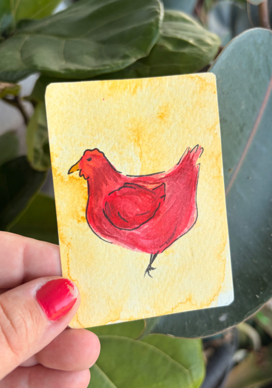 ACEO Original Watercolor Painting Chickie Babies 4/6 Signed OOAK