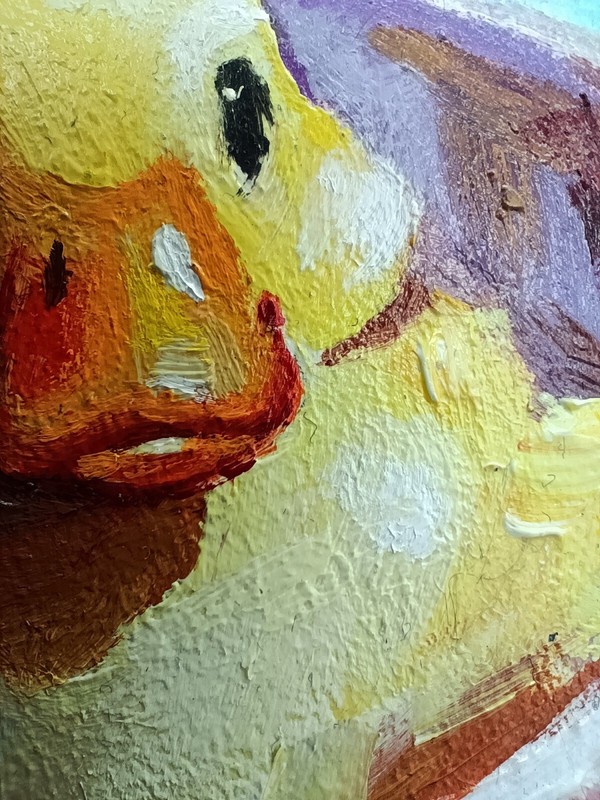 Original oil painting Duckling art animal duck painting 4x5 inches gallery