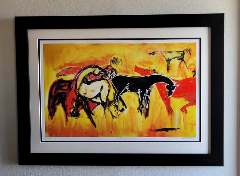 NEITH NEVELSON ARTWORK! SERIGRAPH ON COTTON PAPER «COLOR HORSES» PENCIL SIGNED!!