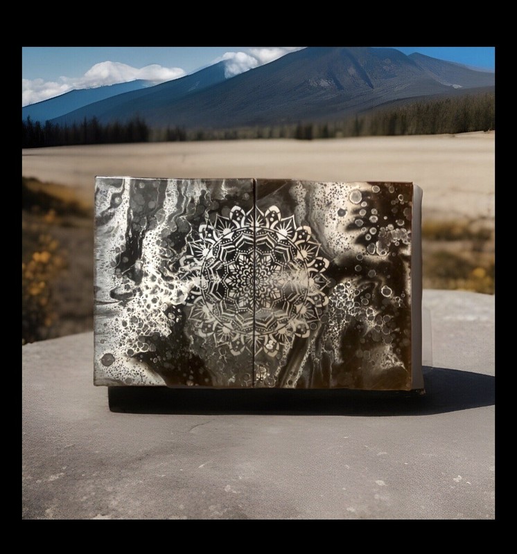 2 Original 12×16 Acrylic Fluid Paint Pouring Art On Canvas, Home Décor, Mandala