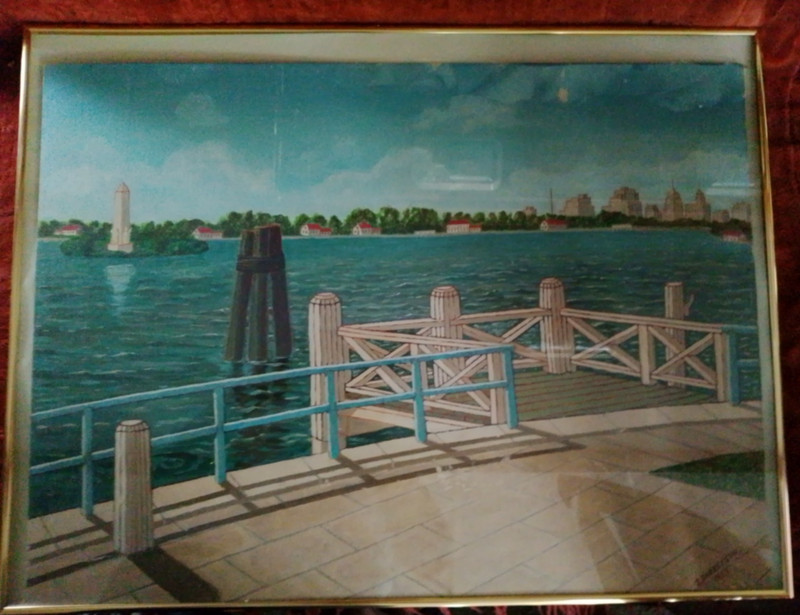 Beautiful coastal painting by J.FABRSETEIN 1953+ Bird of Paradise artwork