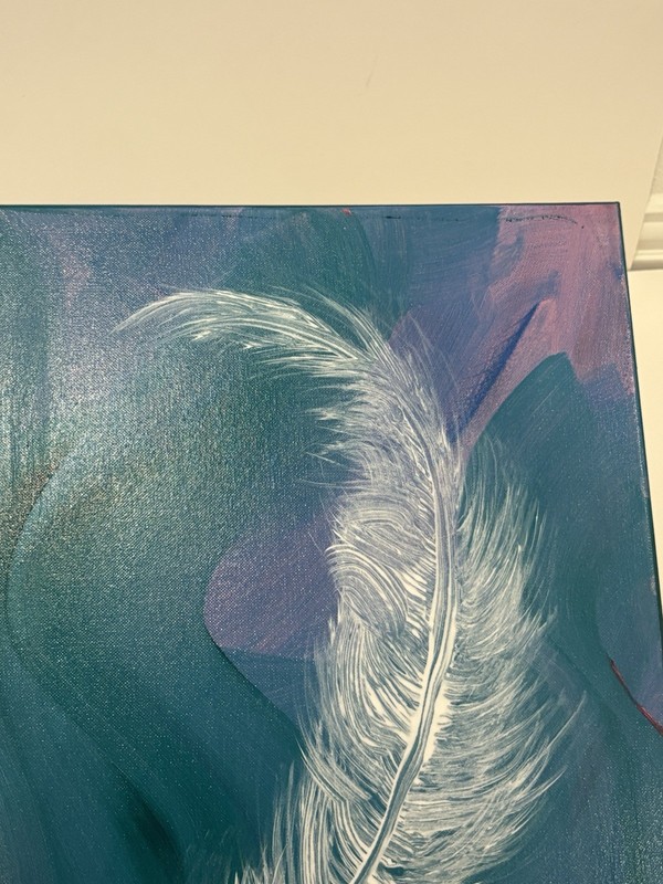 LH Original Feather - Acrylic Painting on Canvas Blind Artist OOAK gallery