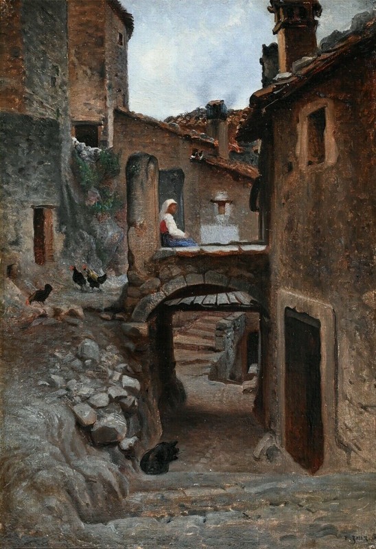 Édouard Imer * 1820 oil painting oil painting old antique Romantic Biedermeier Italy