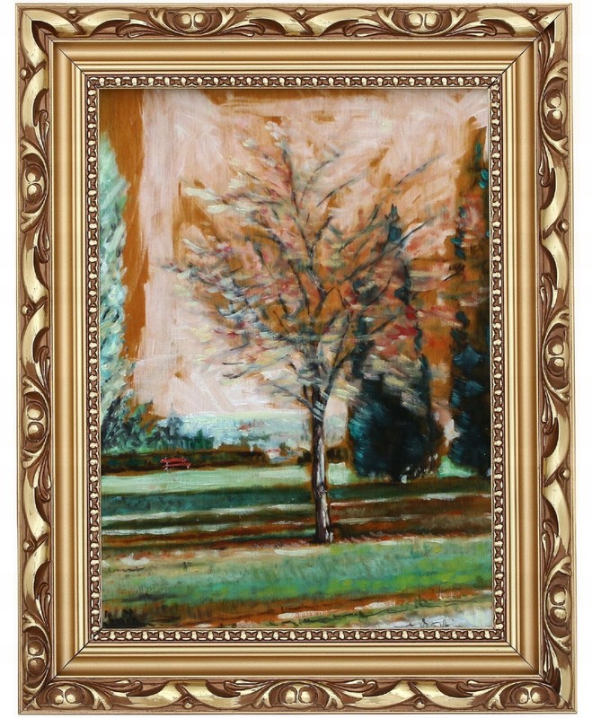Cesare Federico Goffi Landscape Painting Oil on Wood Framed