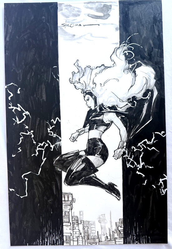 X-Men Storm B & W Original Inked Comic Art by Larry Stroman 11 x 17