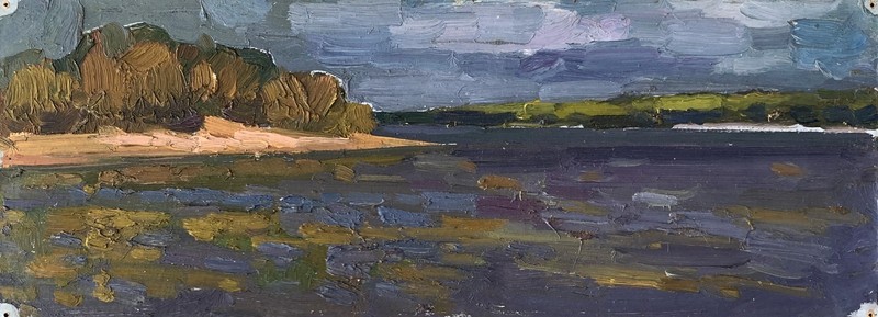 Oil Painting Dark Clouds P. Tovpev Unframed Original Home Decor Art nAAA3399