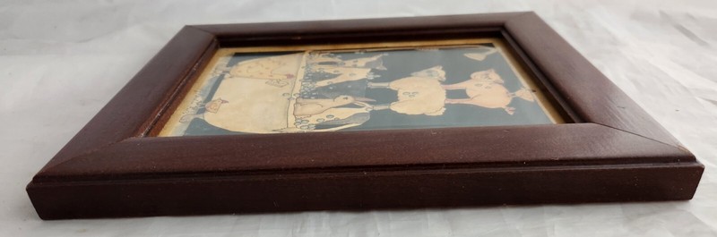 Primitive Folk Art Framed Print Signed PJ Rankin Hults Splish Splash Animals gallery