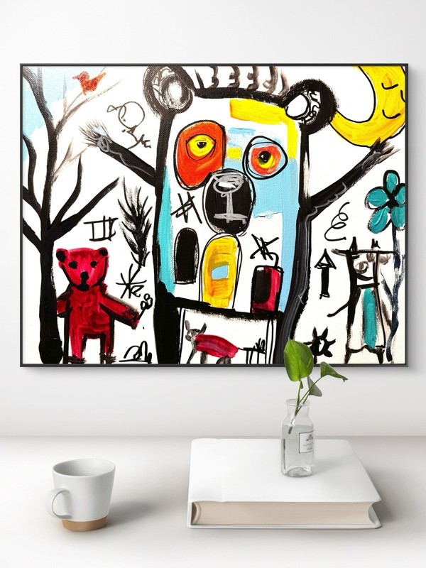 SAMATOWIC Forest Bears 11x14 Abstract Neo Expressionism Signed Original Art 330 gallery