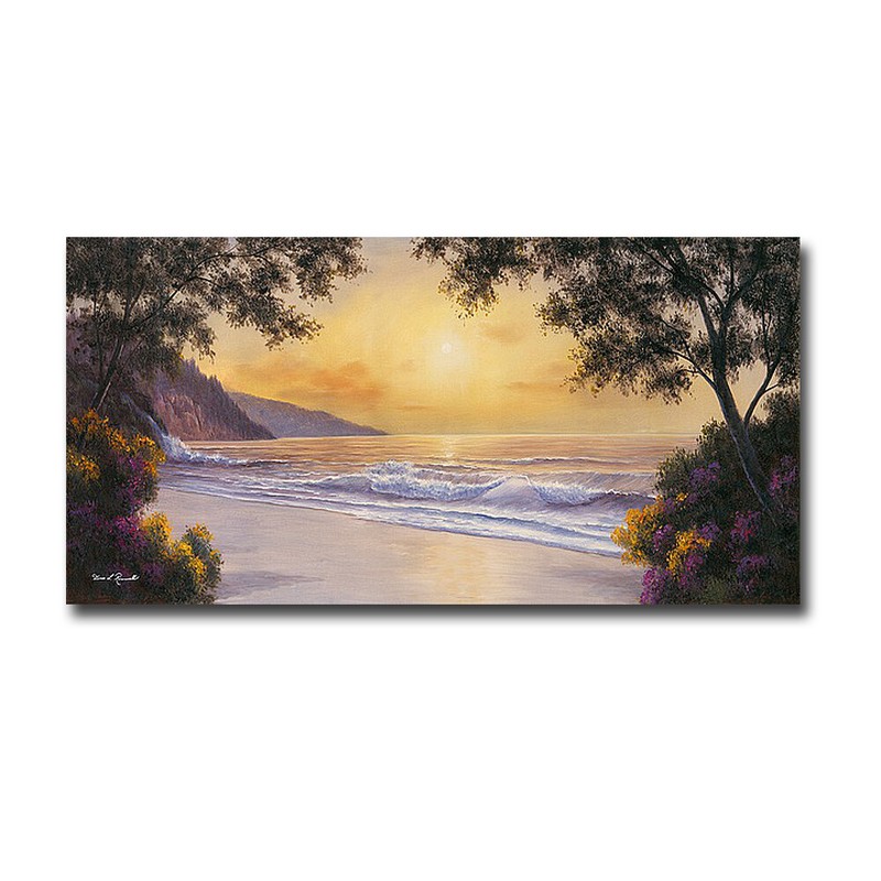 Purple and Gold by Romanello Gallery-Wrapped Canvas Giclee Art (24 in x 48 in)