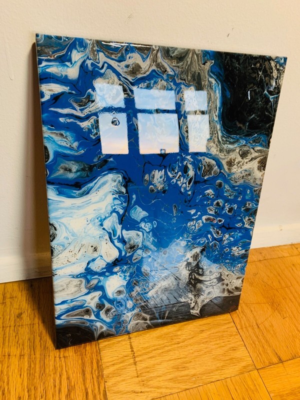 Abstract Blue Painting - Epoxy Finish - 11 x 14 Inches - Original gallery
