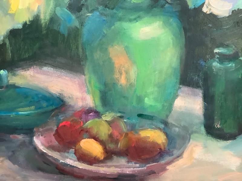 Original Framed Impressionism Still Life Oil Painting 18”x24” Signed gallery