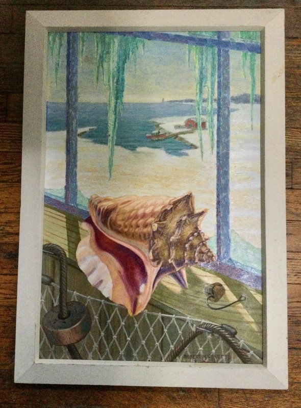 Robert Pinette, Brunswick, Maine c1991 – Orig Large Oil Conch Shell Winter ME