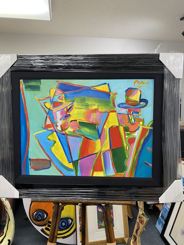 PETER MAX Original Canvas Neon Man Brilliant Colors Unusual Large Piece