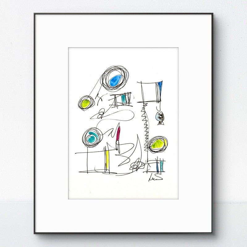 Original Abstract Expressionism 9X12 Ink Mulitcolor Paper Signed Fine Decor 16