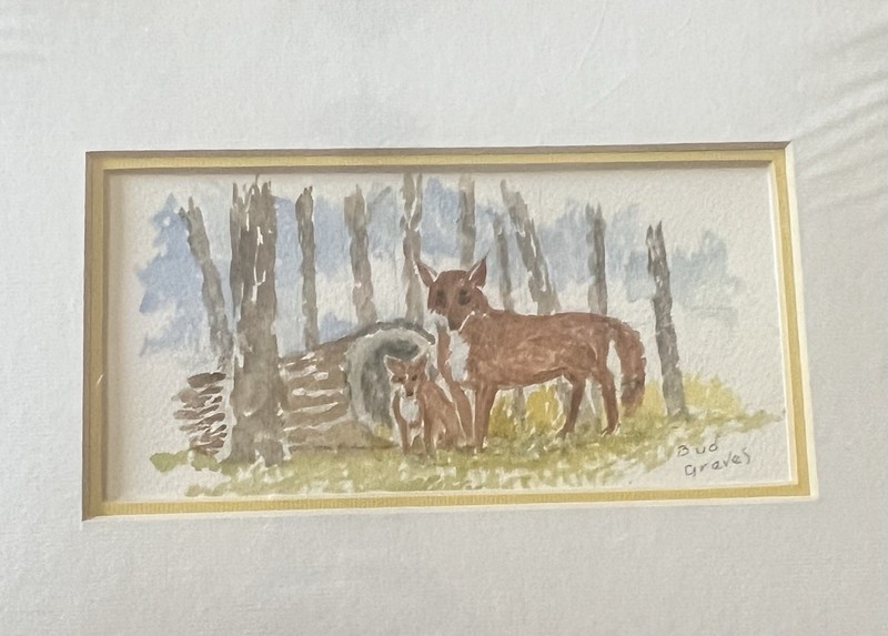 Fox Family Watercolor Painting Unframed. Double Matted. Signed. 8x12 gallery
