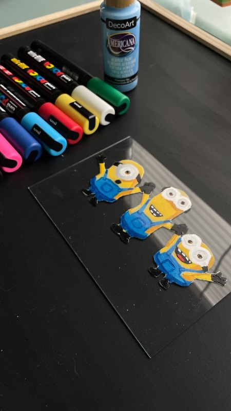 The Minions Original Disney Pixar Wall Fan Glass Art Cute Kid Room Painting Deco