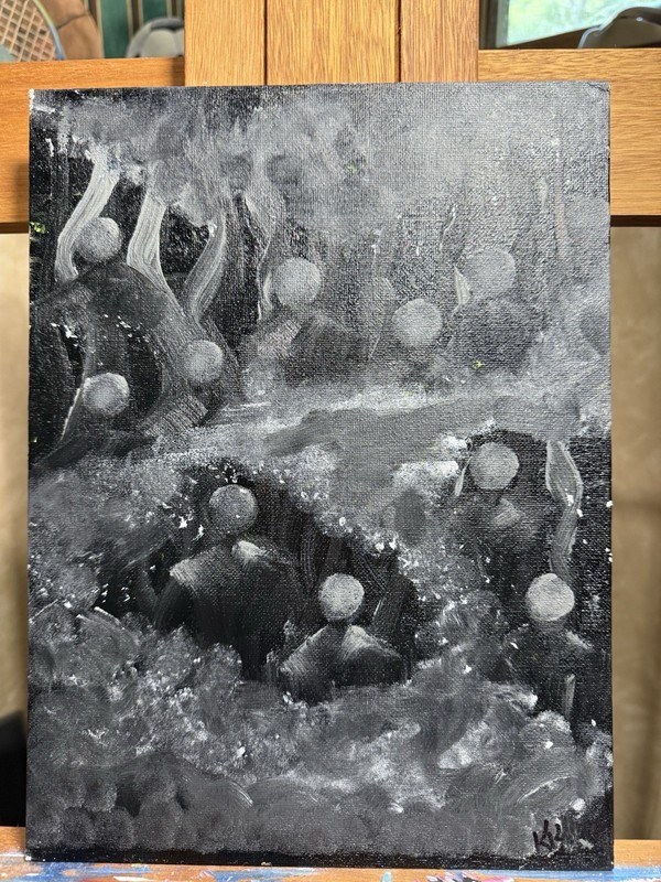 Into The Darkness Original Acrylic Painting. Signed. 9×12 On Canvas Board.