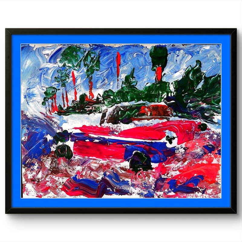 Camero Car Bold Modern Original Signed Paper Wall Art Acrylic 11×14 BACH