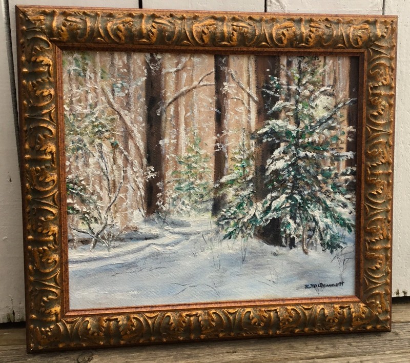 WARMTH OF WINTER - original framed 12X14 oil landscape painting by K. McDermott gallery
