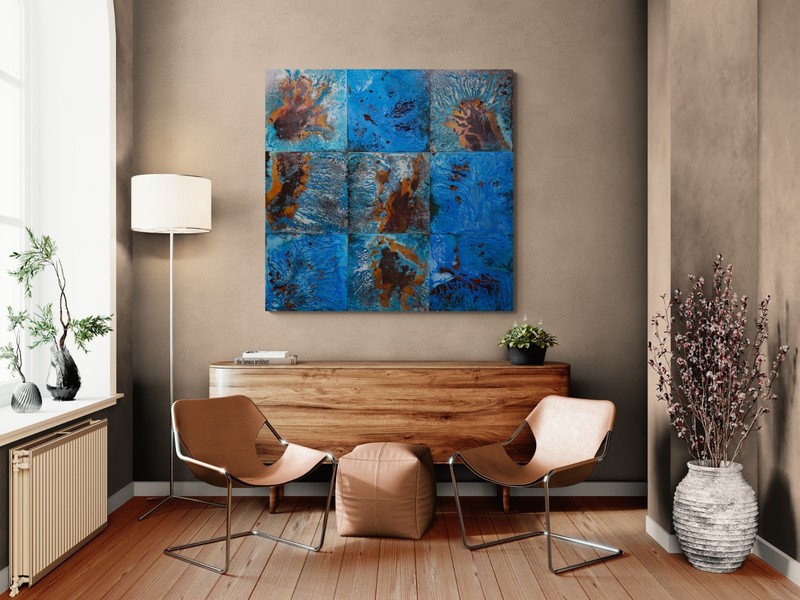 Authentic Blue Patina Copper Artwork: Southwestern Oxidized Copper Panels