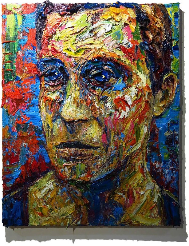 THICK OIL PAINTING█REALISM ART█SIGNED ORIGINAL OUTSIDER█MALE MAN PORTRAIT OOAK A