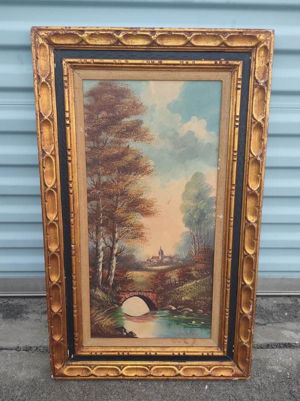 Vintage Hans Van Hoek Oil Painting On canvas Landscape Impressionist Scene